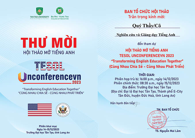 CALL FOR PARTICIPATION  TESOL UNCONFERENCEVN 2023  ‘TRANSFORMING ENGLISH EDUCATION TOGETHER’