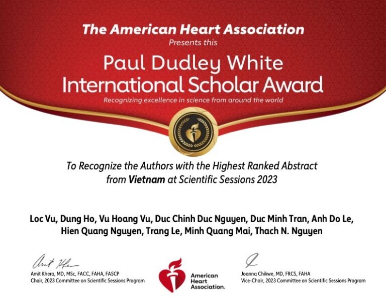 Research on “Broken Heart Syndrome” received the Paul Dudley White International Scholar Award from the American Heart Association (AHA 2023)